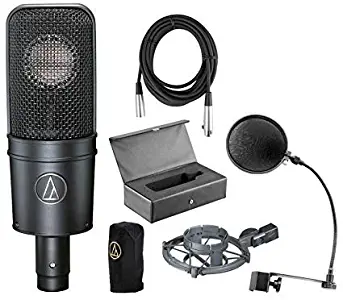 Audio-Technica AT4040 Cardioid Condenser Microphone Bundle with Pop Filter, XLR Cable, Shockmount, case and cover