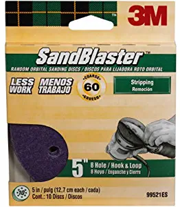 3M SandBlaster Sanding Discs, 60-Grit, 5-Inch by 8-Inch, 10-Disc