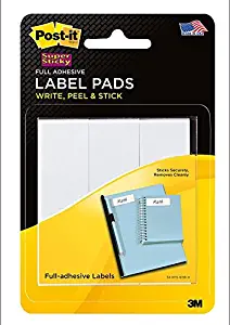 Post-it Super Sticky Label Pads, White, Removable, 1 x 3 Inches, 75 Labels Total (2900-RBG)