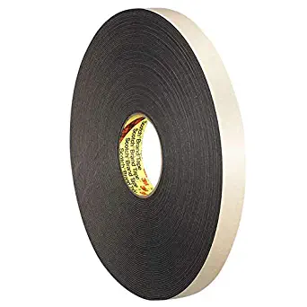 3M 4496 Black Foam Mounting Tape - 3/8 in Width x 1/16 in Thick - 23529 [PRICE is per CASE]