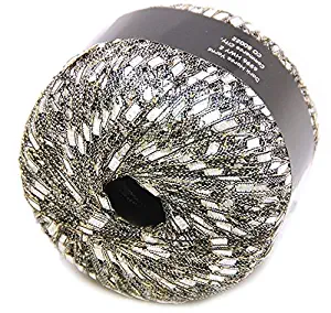 Silvery-White with Gold Glitz Ladder Ribbon Yarn Dark Horse Beautiful #A101 Metallic Ladder