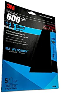 3M Wetordry Sandpaper, 32036, 600 Grit, 9 in x 11 in, 5 per pack