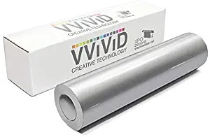 VViViD Silver Metallic Gloss DECO65 Permanent Adhesive Craft Vinyl for Cricut, Silhouette & Cameo (7ft x 11.8" Roll)