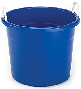 Homz Plastic Utility Tub with Rope Handles, 17 Gallon, Cobalt Blue, Set of 2