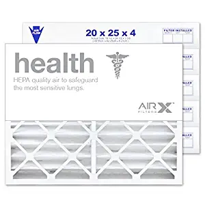 AIRx Filters Health 20x25x4 MERV 13 Deep Pleat Air Filter - Made in the USA - Box of 6