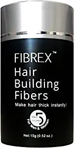 FIBREX Hair Building Thickening Fibers Hair Loss Balding Concealer Black 15 grams