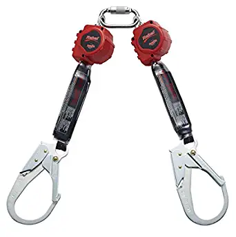 3M Protecta 3100414 Self Retracting Lifeline Rebel 6' (18M) Web Twin, Steel Rebar and Carabiner, Black/Red