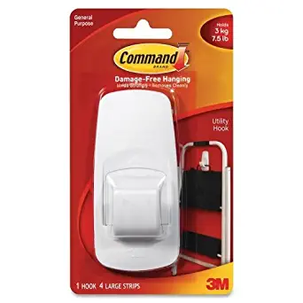 Command Jumbo Hook with Adhesive - 7.50 lb (3.40 kg) Capacity - White