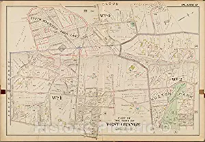 Historic Map - 1904 Essex County, New Jersey (N.J.), West Orange. Plate No. 17 [Map Mt. Pleasant Ave, Freeman St, Valley Rd, Luddington Rd, Walker Rd.] - Vintage Wall Décor - 63in x 44in