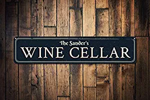 Family Wine Cellar Sign, Personalized Last Name Bar Sign, Custom Wine Lover Gift, Metal Wine Room Decor,Metal Sign, 4" X 18"