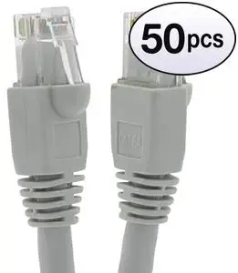 GOWOS Cat6a Ethernet Cable (50-Pack - 3 Feet) Gray - 24AWG Network Cable with Gold Plated RJ45 Snagless/Molded/Booted Connector - 10 Gigabit/Sec High Speed LAN Internet/Patch Cable - 550MHz