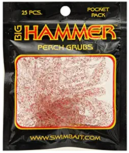 Big Hammer Perch Grub Bait, Clear Red, 1-3/4-Inch