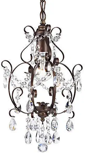 Bronze Chandelier Crystal Mini Chandelier Lighting 1 Light Ceiling Light Fixture 17043