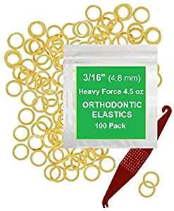 3/16 Inch Orthodontic Elastic Rubber Bands, 100 Pack, Natural, Heavy 4.5 Ounce Small Rubberbands Dreadlocks Hair Braids Fix Tooth Gap, Free Elastic Placer for Braces