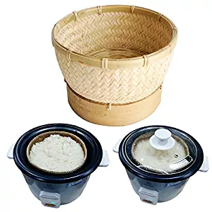 Exotic Elegance Sticky Rice Steamer Cooking Bamboo Basket for Insert in Rice Cooker (Basket Diameter 6.5").
