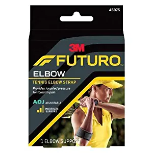 Futuro Tennis Elbow Support (w / tension pad), One Size/ADJ, Black, 1 Support (Pack of 2)