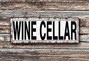 Pealrich Wine Cellar Metal Street Sign, Rustic,