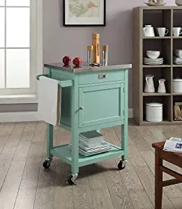 Sydney Kitchen Island Cart — Light Green with Stainless Steel Top