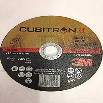 50-Pk 3M 66527 Cubitron II Cut-Off Wheel T1 6 Inch X .045 Inch X 7/8 Inch // 7100098146