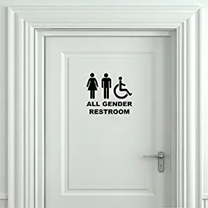 Minglewood Trading All Gender Restroom Door Sign Vinyl Decal Sticker Bathroom 10" x 9"