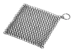 Tpfox Cast Iron Cleaner 8" x 8" Premium Stainless Steel 316L Chainmail Scrubber for Cast Iron Pan Pre-Seasoned Pan Dutch Ovens Waffle Iron Pans Scraper Cast …