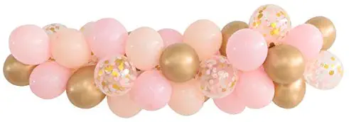 45PCS DIY Balloons Garland with Pink Blush Balloons Confetti Balloons Gold Chrome Shiny Metallic Latex Balloons Perferct for Birthday Party Bridal Baby Shower Engagement Wedding Party Decor (Pink)