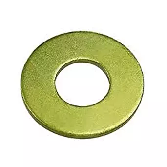 Steel Flat Washer, Zinc Yellow Chromate Plated Finish, Grade 8, ASME B18.22.1, 3/8" Screw Size, 7/16" ID, 1" OD, 0.065" Thick (Pack of 50)