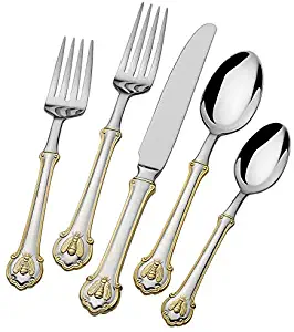 Wallace Napoleon Bee 24kt Gold Accent 18/10 Stainless Steel 45-piece Flatware Set