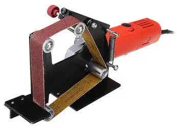 Angle Grinder Belt Sander Attachment Metal Wood Sanding Belt Adapter Use 100 Angle Grinder - Tool Parts Angle Grinder Parts - 1 x Belt Sander Attachment, 1 x M10 Adapter, 5 x Sanding Belts