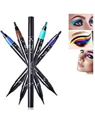 Blue Eyeliner 2 in 1 Waterproof Liquid Eyeliner Black and Blue - Smudge proof precision pencil Blue+Black