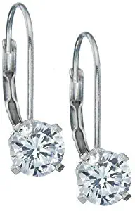 ARB Market 6mm 925 Sterling Silver Round CZ Leverback Earrings, Women Men Ear Piercing Earrings, Perfect Gifts For Girlfriend, Fit For Any Occation Any Suit (White)