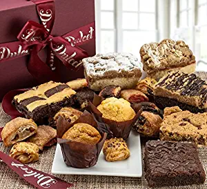 Dulcet Gift Basket Deluxe Gourmet Food Gift Basket: Prime Delivery for Holiday Men and Women: Includes Assorted Brownies, Crumb Cakes Rugelach, and Muffins. Great gift idea!