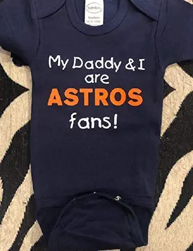 My Daddy and I are Houston fans handmade baby one piece infant Astros bodysuit