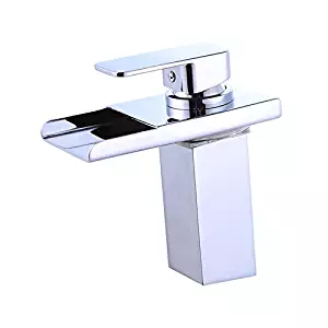 Wovier LED Water Flow Chrome Waterfall Bathroom Sink Faucet,Color Changing,Single Handle Single Hole Vessel Lavatory Faucet,Basin Mixer Tap