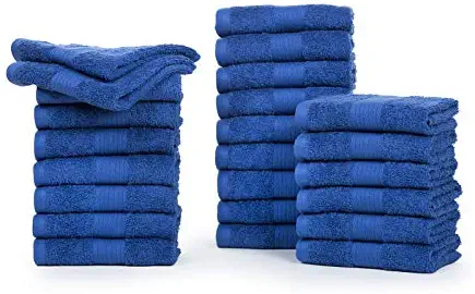 Ample Decor Classic Luxury Quick Dry Navy Washcloths Pack of 24 - Hotel Spa Collection | 100% Cotton Super Soft High Absorbent Large Bathroom Face Towel | 12 x 12 Inch| Set of 24 - Navy