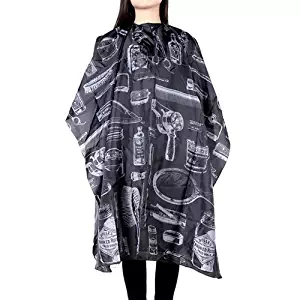 Borogo Professional Waterproof Hair Styling Cape Nylon Haircuting Salon Cape Gown Hair Salon with Snap Closure - 50" x 60" Black