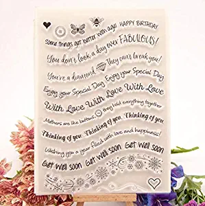 Welcome to Joyful Home 1pc Get Well Soon Sentiment Rubber Clear Stamp for Card Making Decoration and Scrapbooking