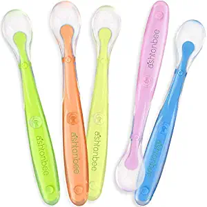 Baby Spoons BPA Free Soft Silicone Set For Feeding By Ashtonbee (5 Pack)