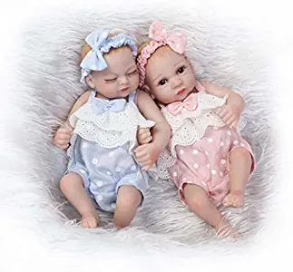 TERABITHIA Mini 10" Realistic Reborn Baby Girls Dolls Silicone Full Body Newborn Twins Washable