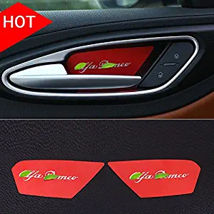 Herben for Alfa Romeo Giulia Stelvio 2017 Car-Styling Aluminum Interior Door Bowl Cover Trim Accessories Set of 4pcs Red