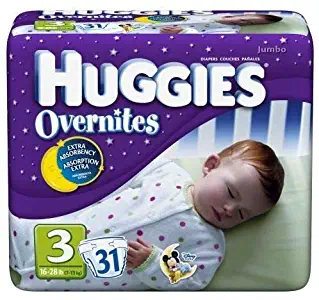 Huggies Overnites Jumbo Size 3, 31-Count (Pack of 4) by Huggies