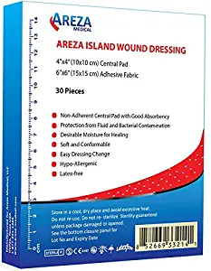 Bordered Gauze Island Dressing 6" x 6" Sterile Latex Free 30 Per Box; Wound Dressing by Areza Medical