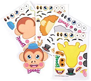 Rhode Island Novelty Make Your Own Zoo Animal Sticker Assortment 12 Sheets Per Order