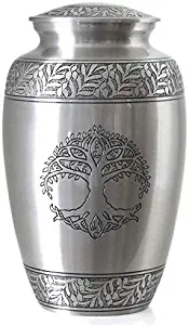 Tree of Life Silver Pewter Cremation Urn for Ashes/Funeral Urns by Glow Choice/Gift or Tribute Vase for Burial Memorial/Beautiful & Affordable