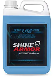 SHINE ARMOR Ultra Concentrated Car Wash Soap for Car Washing, Detailing, Cleaning - Wash & Wax Formula - Car Wash and Wax - Spray on or Mitt - Hydrophobic Top Coat Polish - 128 oz. (1 gallon)