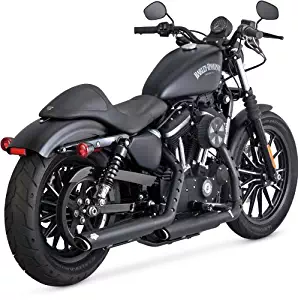 14-19 HARLEY XL883N: Vance & Hines Twin Slash Rounds Slip-On Exhaust (Black / 3")