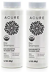 Acure Organics Dry Shampoo For Brunette to Dark Hair With Arrowroot, Rosemary and Peppermint, 1.7 oz (Pack of 2)