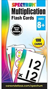 Spectrum - Multiplication Flash Cards - 100 Cards for Basic Arithmetic, 3rd, 4th and 5th Grade Math, Ages 8+