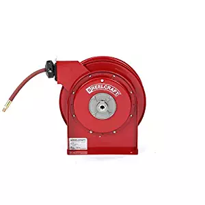 Reelcraft 5635 Premium Duty Spring Retractable Hose Reel, Spring Driven Hose Reel for Air and Water, ⅜” x 35’