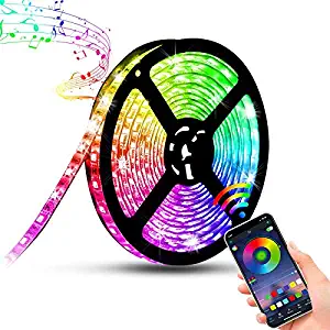 JMEXSUSS 16.4ft Music sync LED Strip Lights, RGB 5050 Color Changing Strip Lights Works with Alexa, Google Home, Phone App, Remote Control Flexible Tape Lights for Bedroom